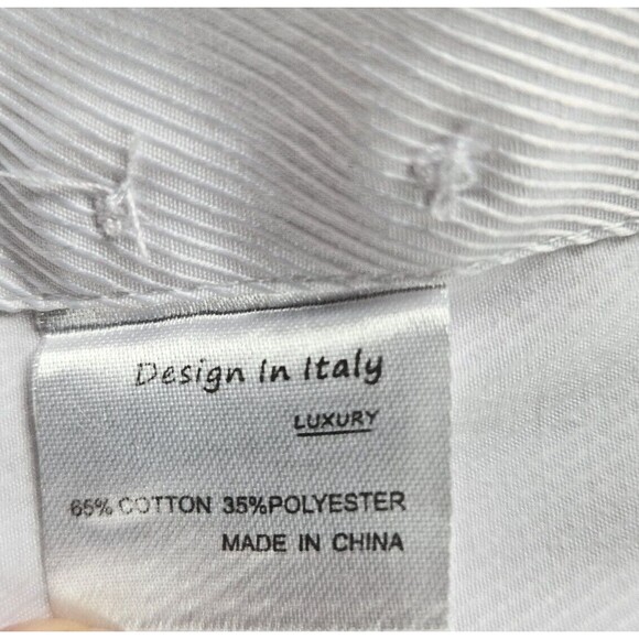 Design in Italy Luxury French Cuff Solid Men's White‎ Dress 2XL Shirt 18 x 32-33 - Picture 2 of 7